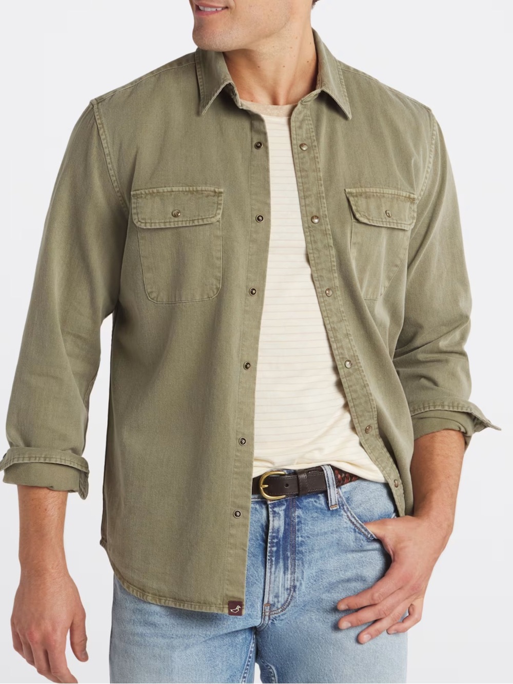 Alesbury Men's Olive Green Button-Up Work Shirt